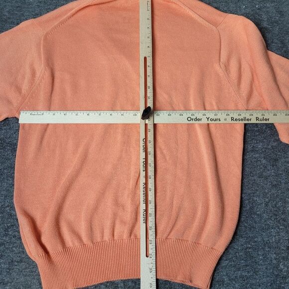 Vtg 80s Brooks Brothers Sweater Men's Size L Peach Sea Island Cotton V-Neck - Picture 6 of 9